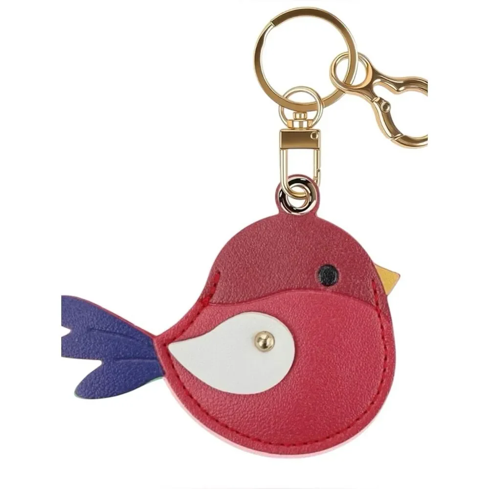 NEW Bird Keychain Charm - AirTag Holder Red  Bird with Gold Hardware